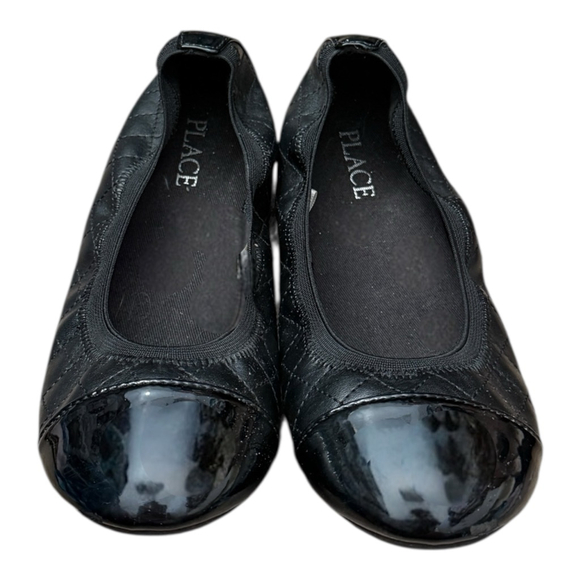 The Children’s Place Girl’s Size 2 Black Quilted Cap-Toe Ballet Flats - Picture 3 of 6
